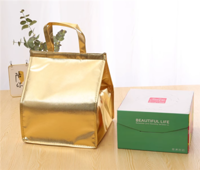 Saff Doppju Golden Kejk Insulazzjoni Borża Striped Tiwi Takeaway Cooler Bag Bi Stil Mtejba